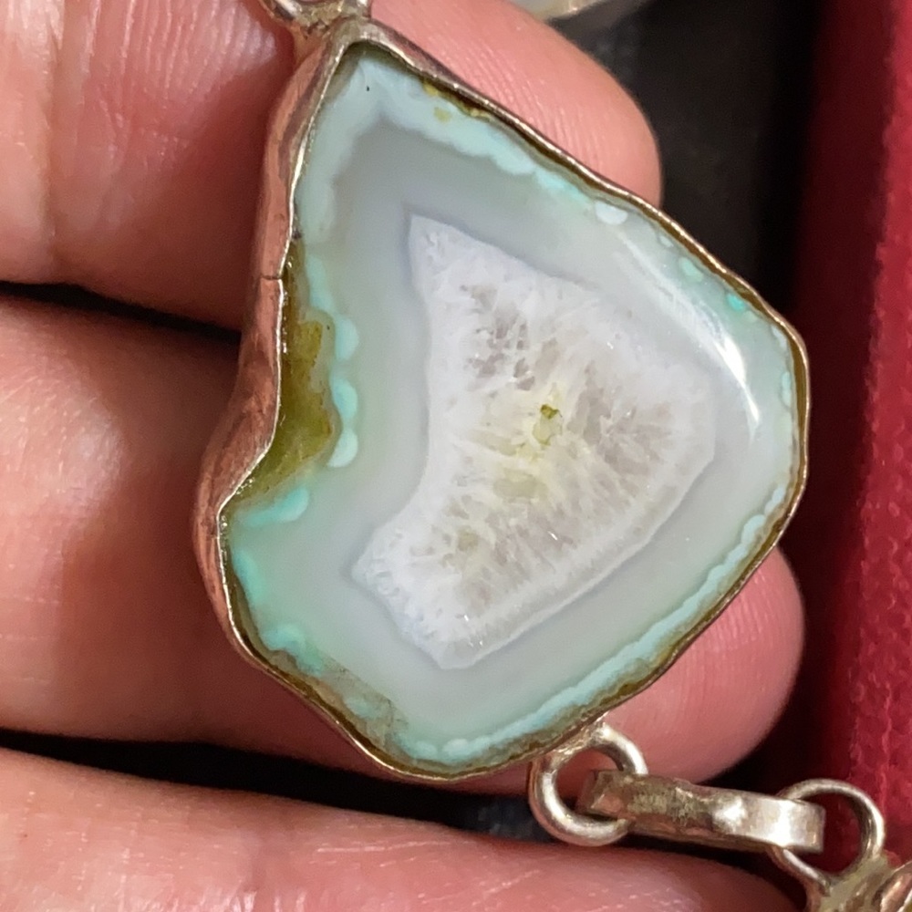 🖤RARE COLOR💕agate silver necklace - Picture 9 of 15